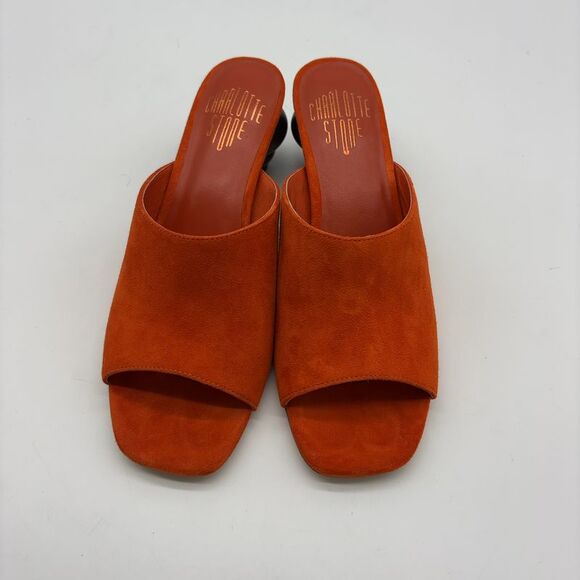 Charlotte Stone Shoes - Charlotte Stone Charlotte Stone Durham Orange Suede Wooden Heel